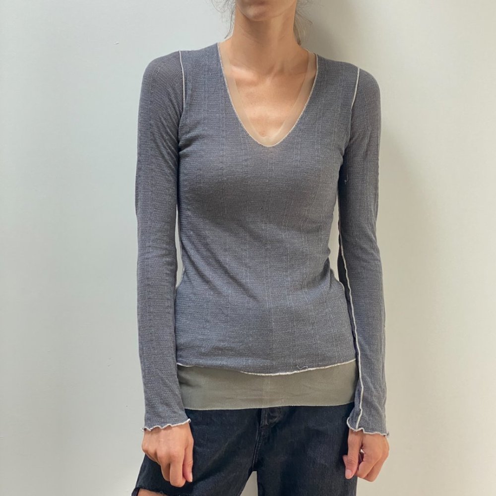 Longsleeve Tee with Tan Mesh Detailing